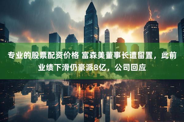 专业的股票配资价格 富森美董事长遭留置，此前业绩下滑仍豪派8亿，公司回应